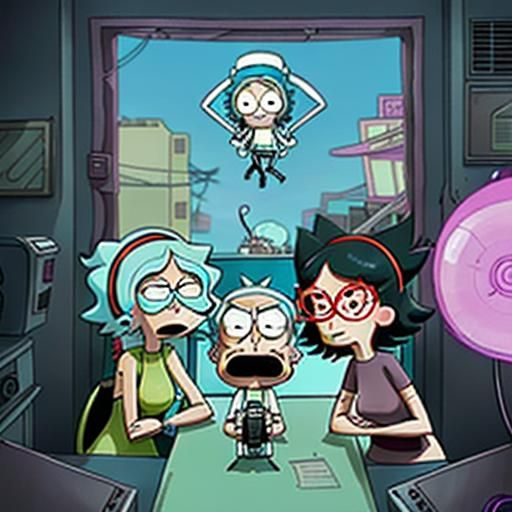 Rick, using his portal gun (reluctantly at first), creates a...