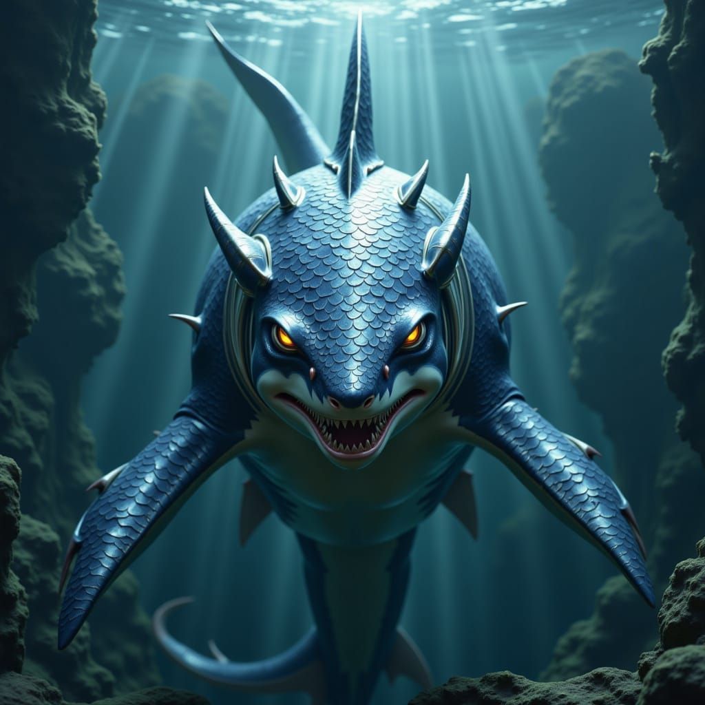 Majestic Shark Embodies Strength in Neo-Futuristic Style is a captivating image of a shark embodying strength. The artwork blends neo-futuri...