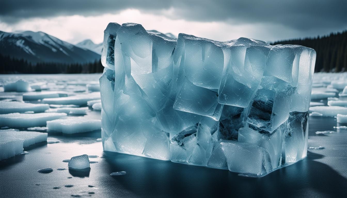 a cracked block of ice