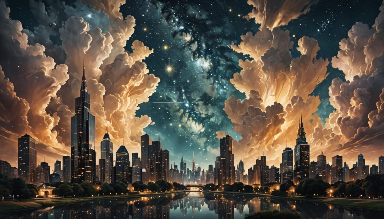 magical cityscape at night