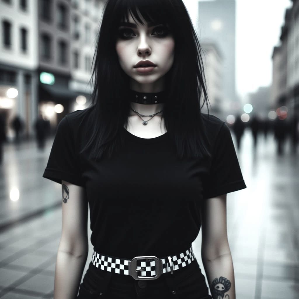 Emo Woman Double Exposure Portrait