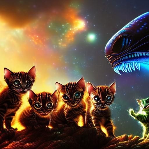 Alien Weird Kittens Greeted by our Cute Ones