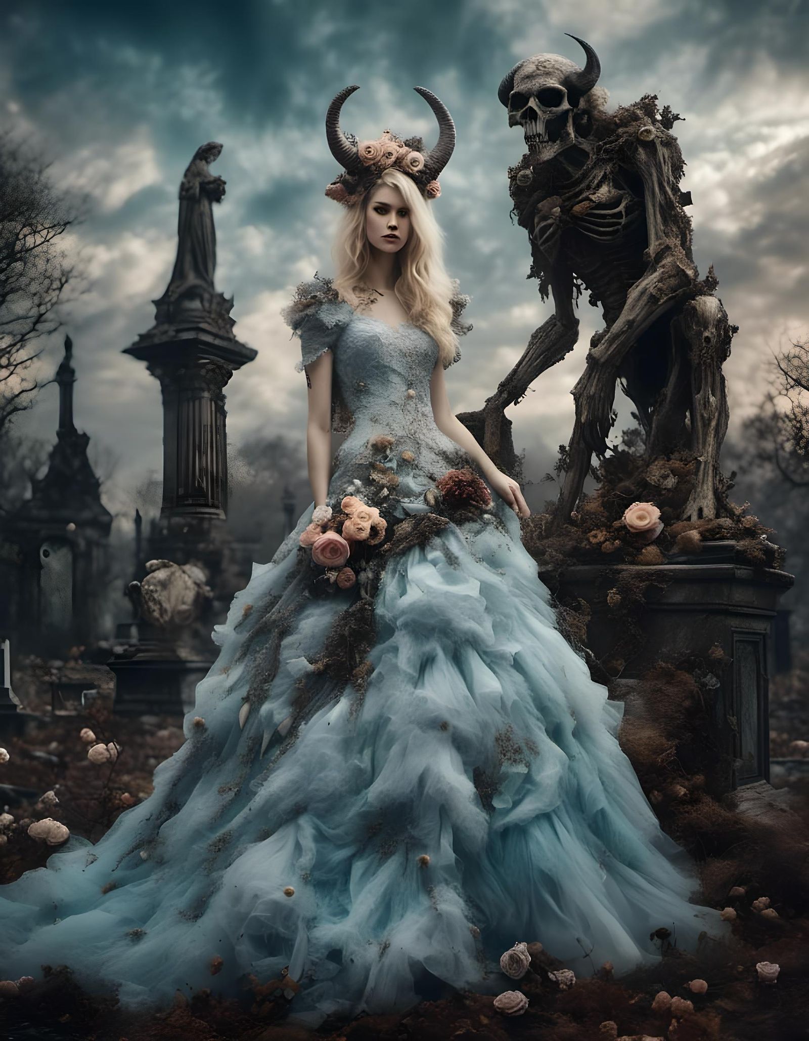 Soft photographic realism : beautiful blonde hair blue eyes demon ...