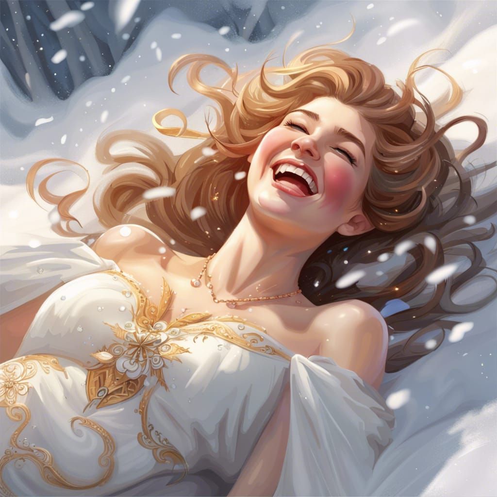 Laughing in the snow - making a snow angel.   by @the great flying pig