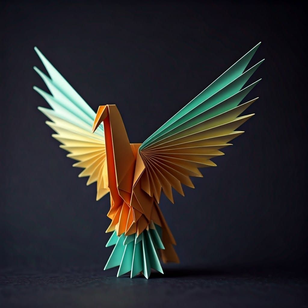 Bird Emerging from Origami Lotus