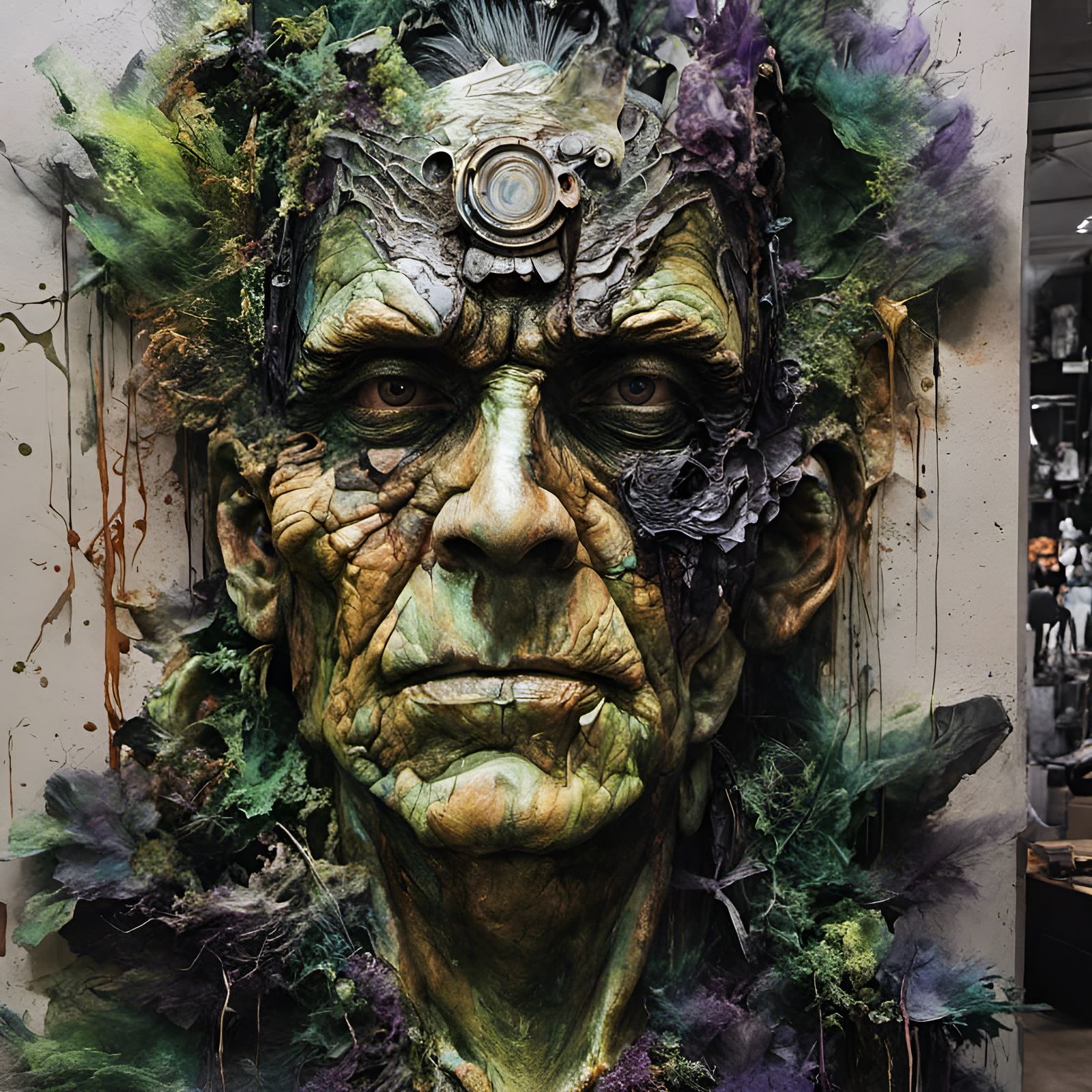 Monster Mask on a Wall  by @Lunarelle