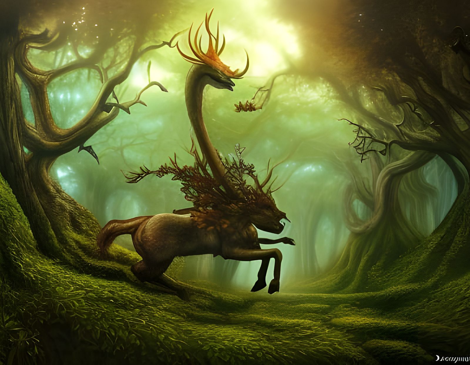 Fantasy forest with magical creatures masterpiece by Dariusz Zawadzki ...