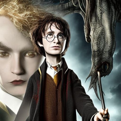 Harry Potter drawn as a Tim Burton Character AI Generated