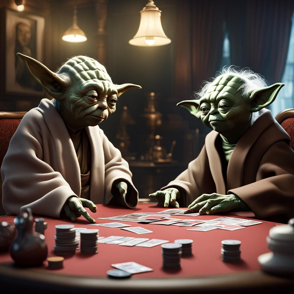 Yoda playing gin rummy with his mother - AI Generated Artwork - NightCafe  Creator