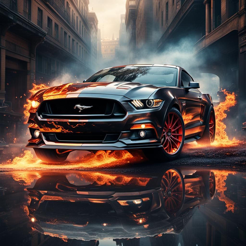 Ford mustang flames   by @Khevron