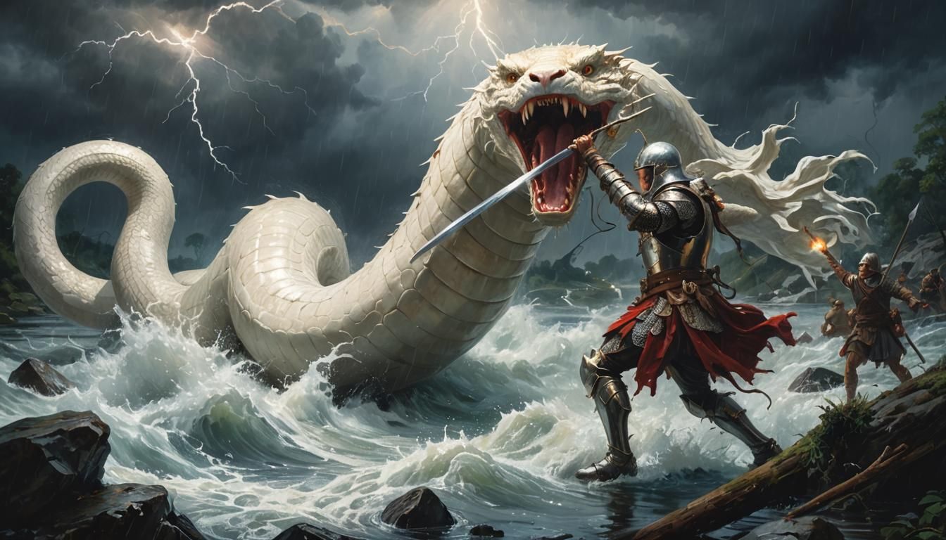 The Lambton worm, the great giant white Snake of Durham, Sir...