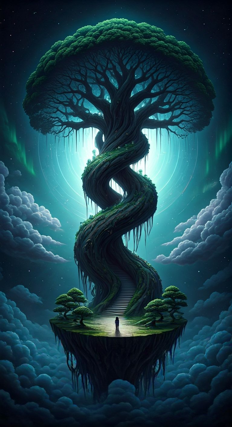 Double helix spiral staircase tree