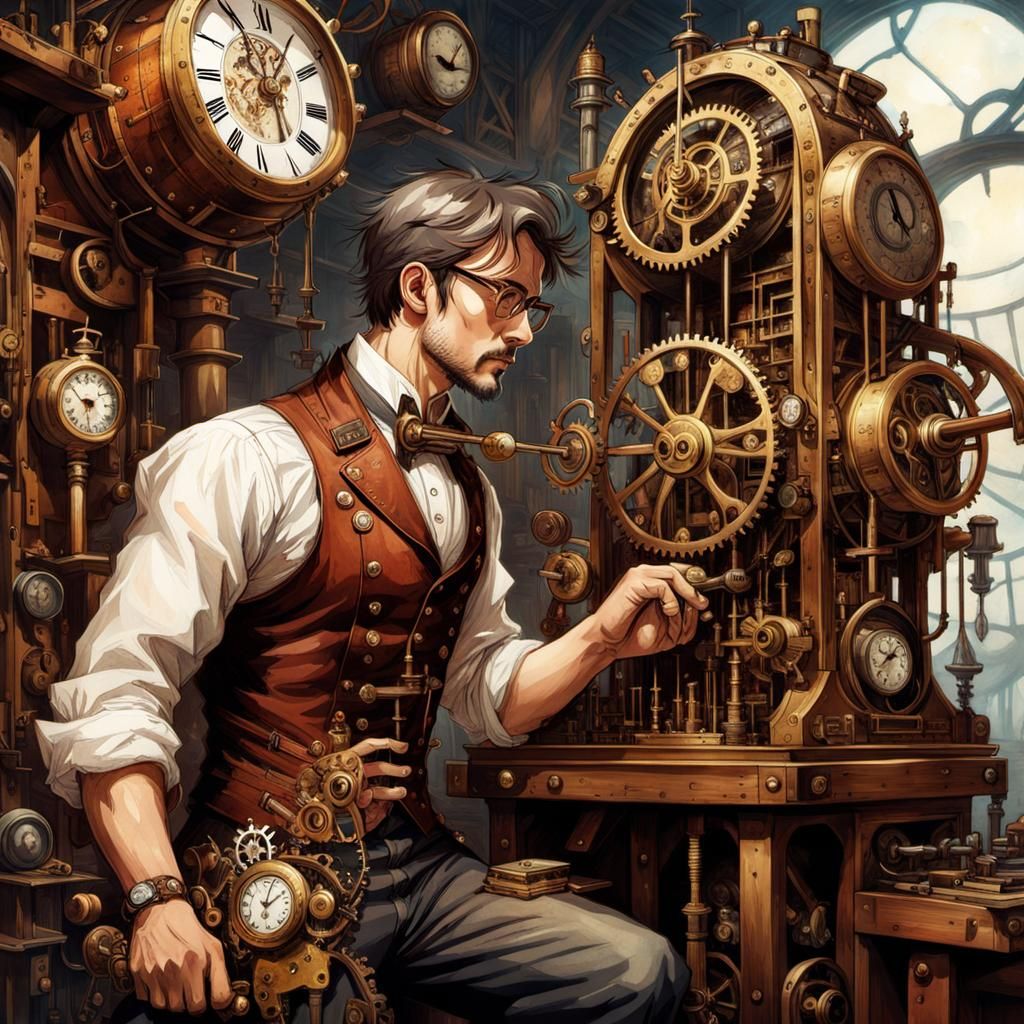Steampunk Clockmaker AI Generated Artwork NightCafe Creator