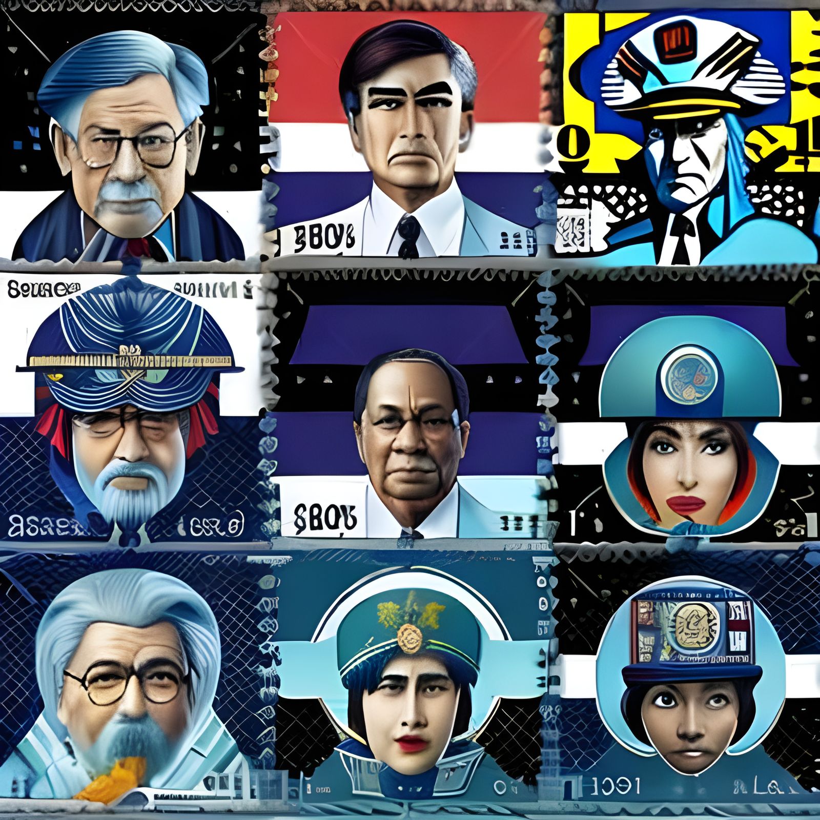 Postage Stamps: Leaders of the World Series v3 - AI Generated Artwork ...