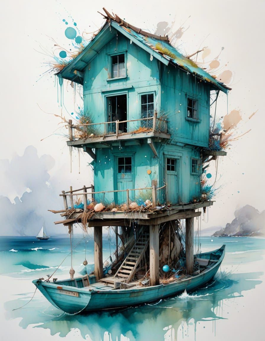 Old beach-house boat-house  by @Debra Dee
