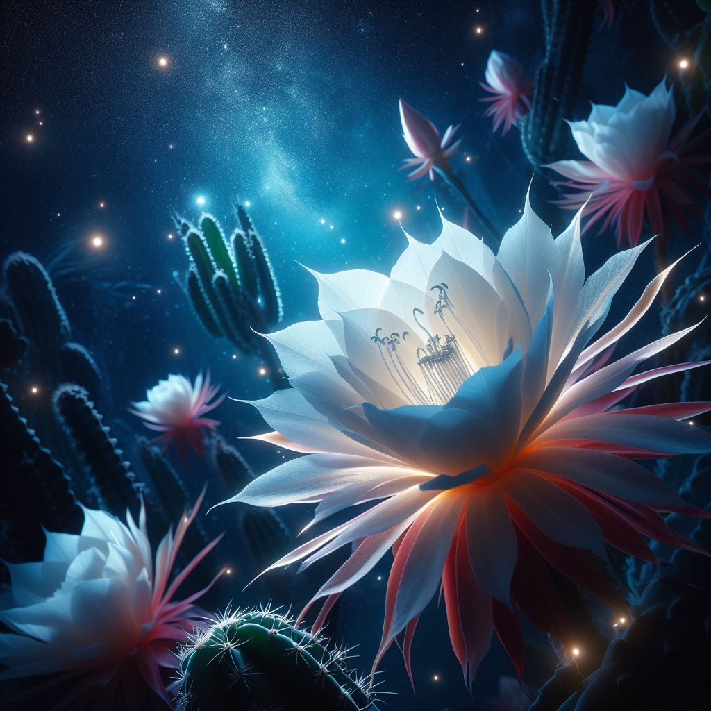 Epiphyllum oxypetalum full bloom in DALL-E 3