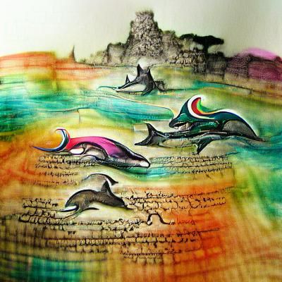 Dolphins Rainbow Ocean