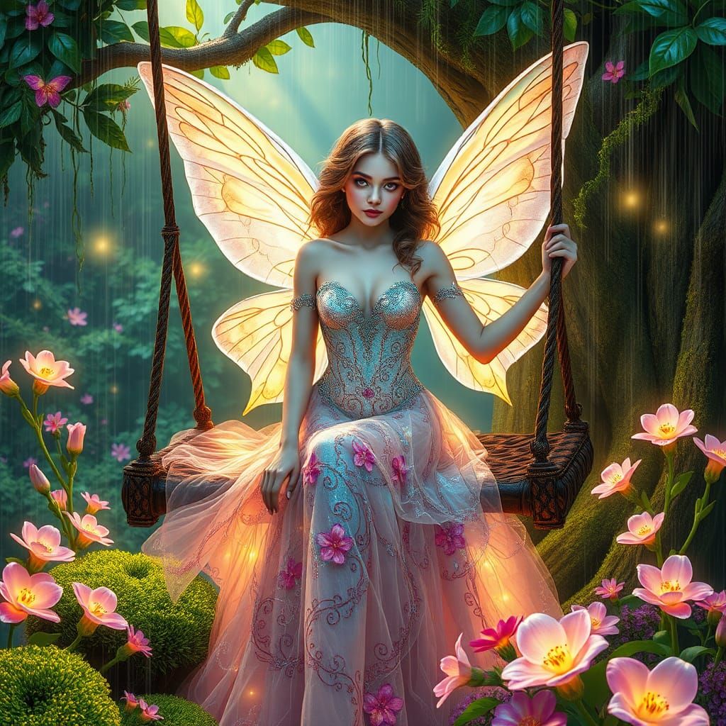 Fairy Swinging in the Rain 1
