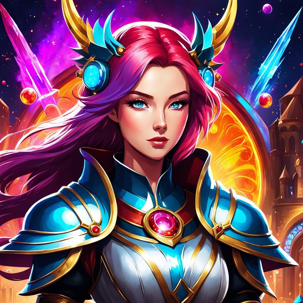 mix the Medieval times and Sci-fi style Splash art anime portrait ...