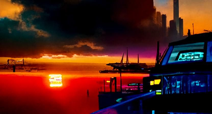 Sunset over the bay