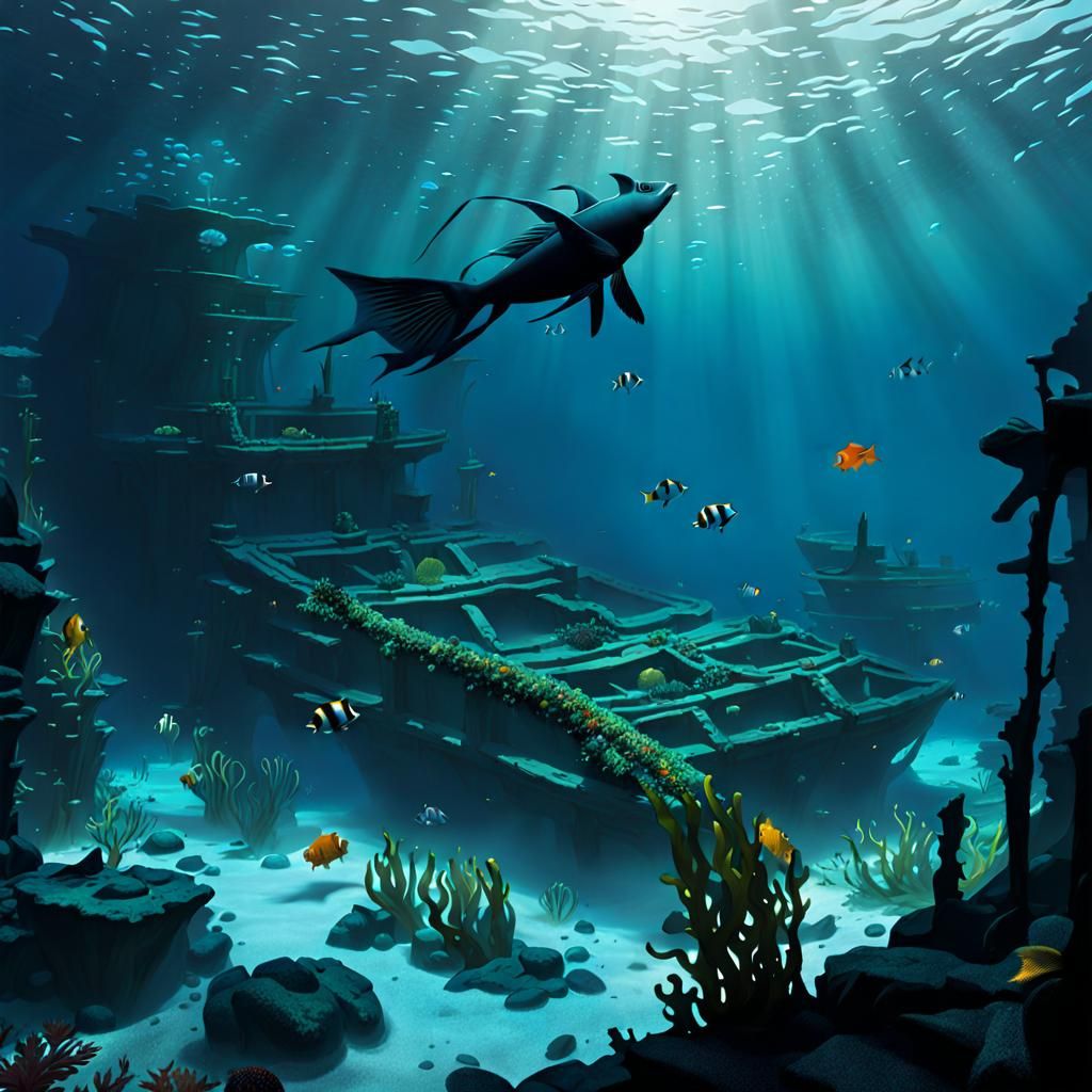 Underwater Shipwreck Ruin Visitors