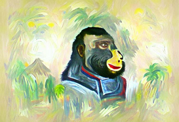 a portrait of a ape in a vizor