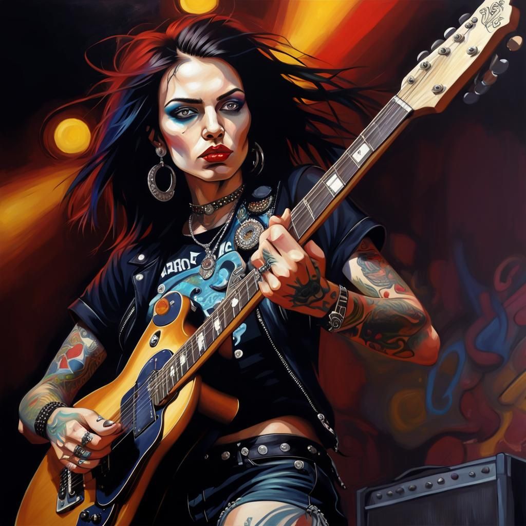 Grunge Rocker Chick Portrait on Stage