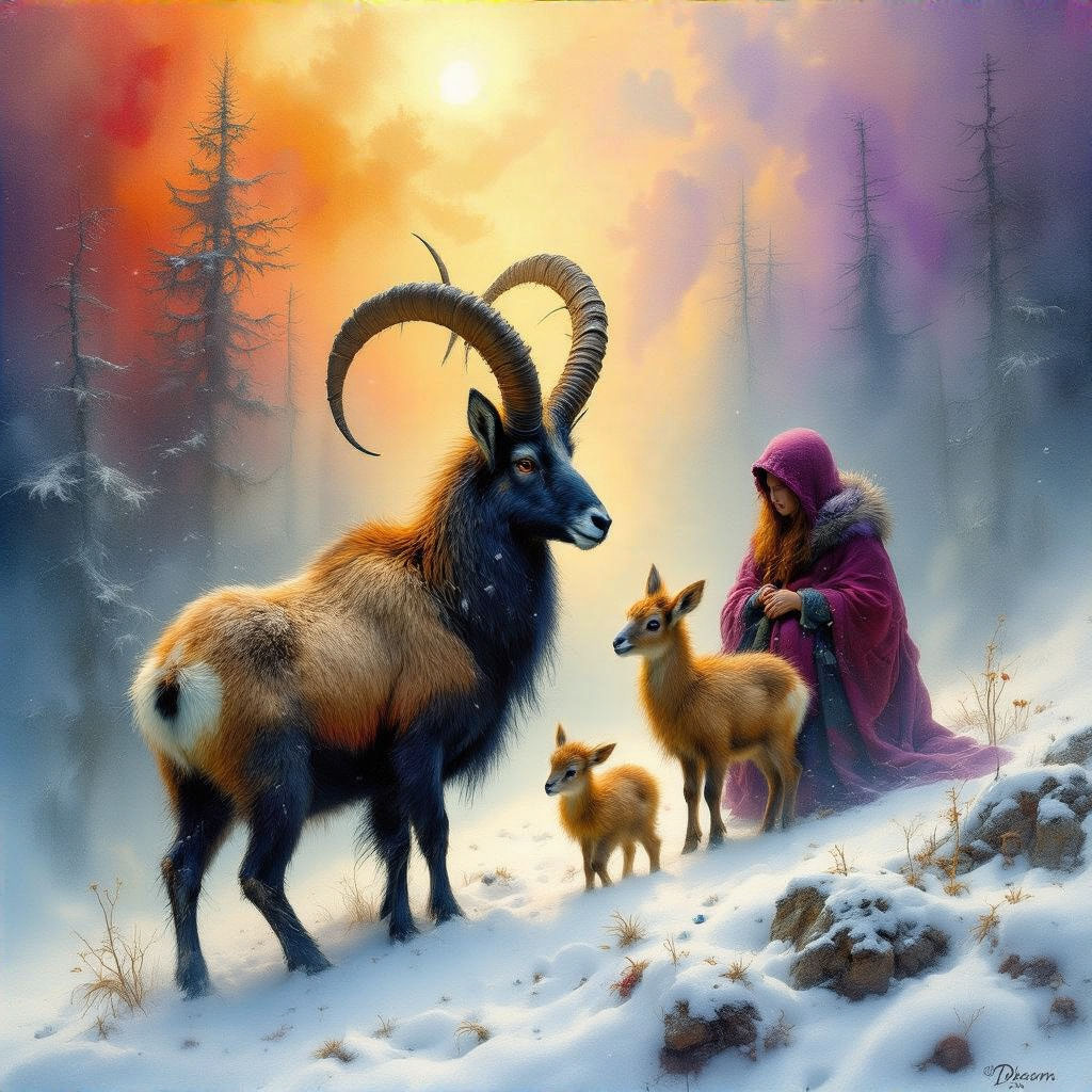 Ibex and Family in a blizzard