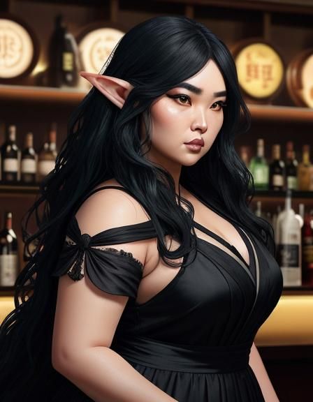 Fat, plus-size, chubby arms, half-Japanese half-Caucasian wo...