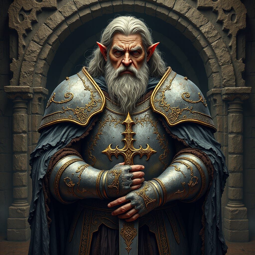 <lora:Tolkienesque:0.3> An ornate Logo with Text: "Tolkienesque". elegantly inlaid gold, ornate and flowing with an inherently ancient magic...