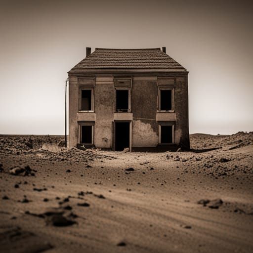 Run down, condemned and Haunted house on Mars. Professional photography, bokeh, natural lighting, canon lens, shot on ds...
