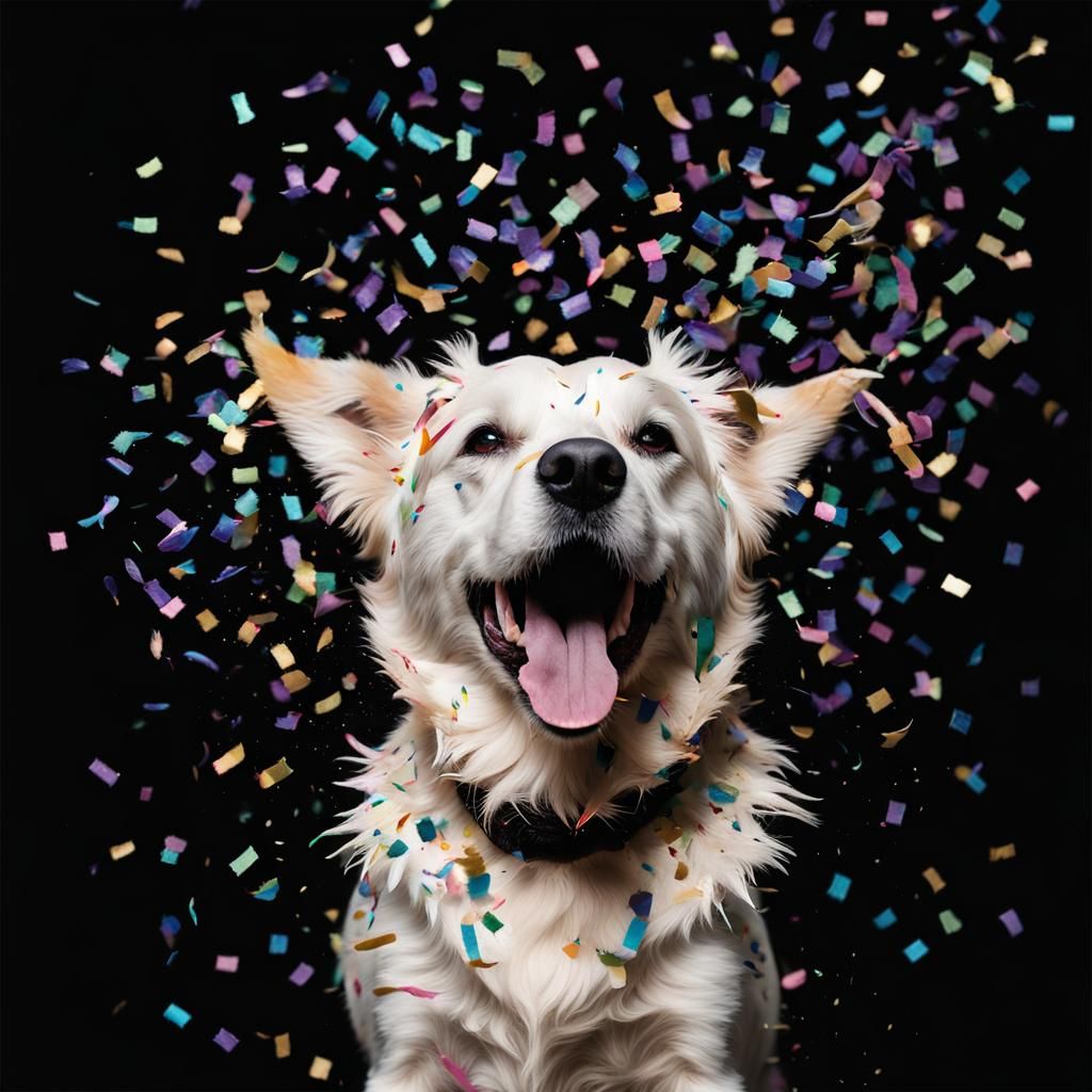 Happy Confetti Dog  by @Vic Williams