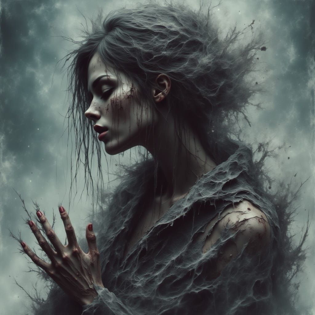 Fragile Survivor in a Desolate, Dark Wasteland