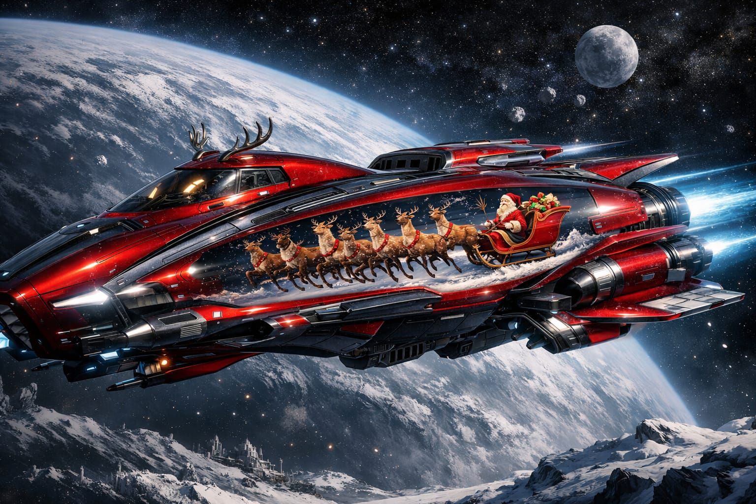 Santa's Sleighship  by @TheStarWarsNerd