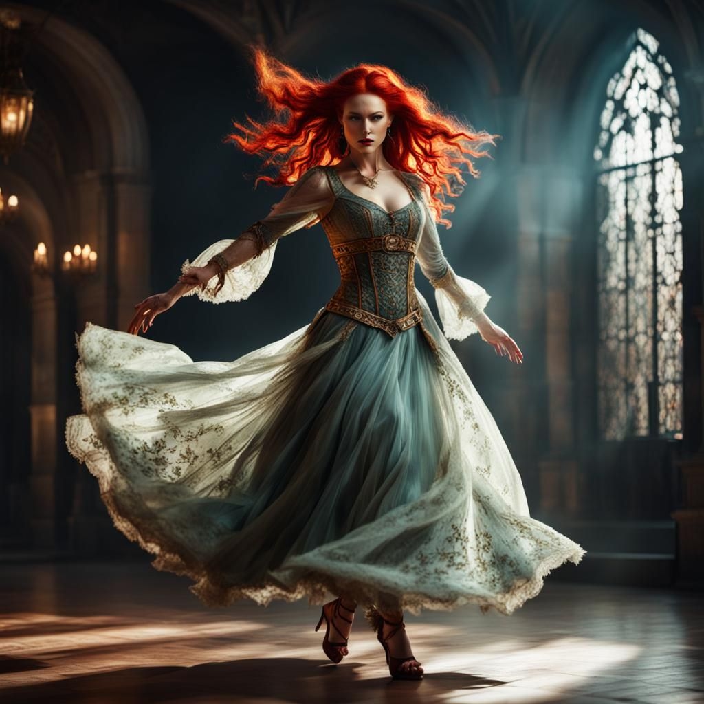 Lady Redhair Dancing - Ai Generated Artwork - Nightcafe Creator