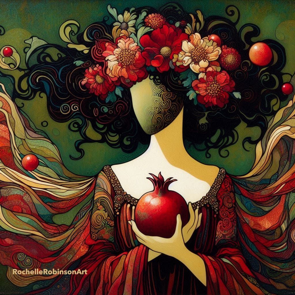 A Woman Holding A Pomegranate