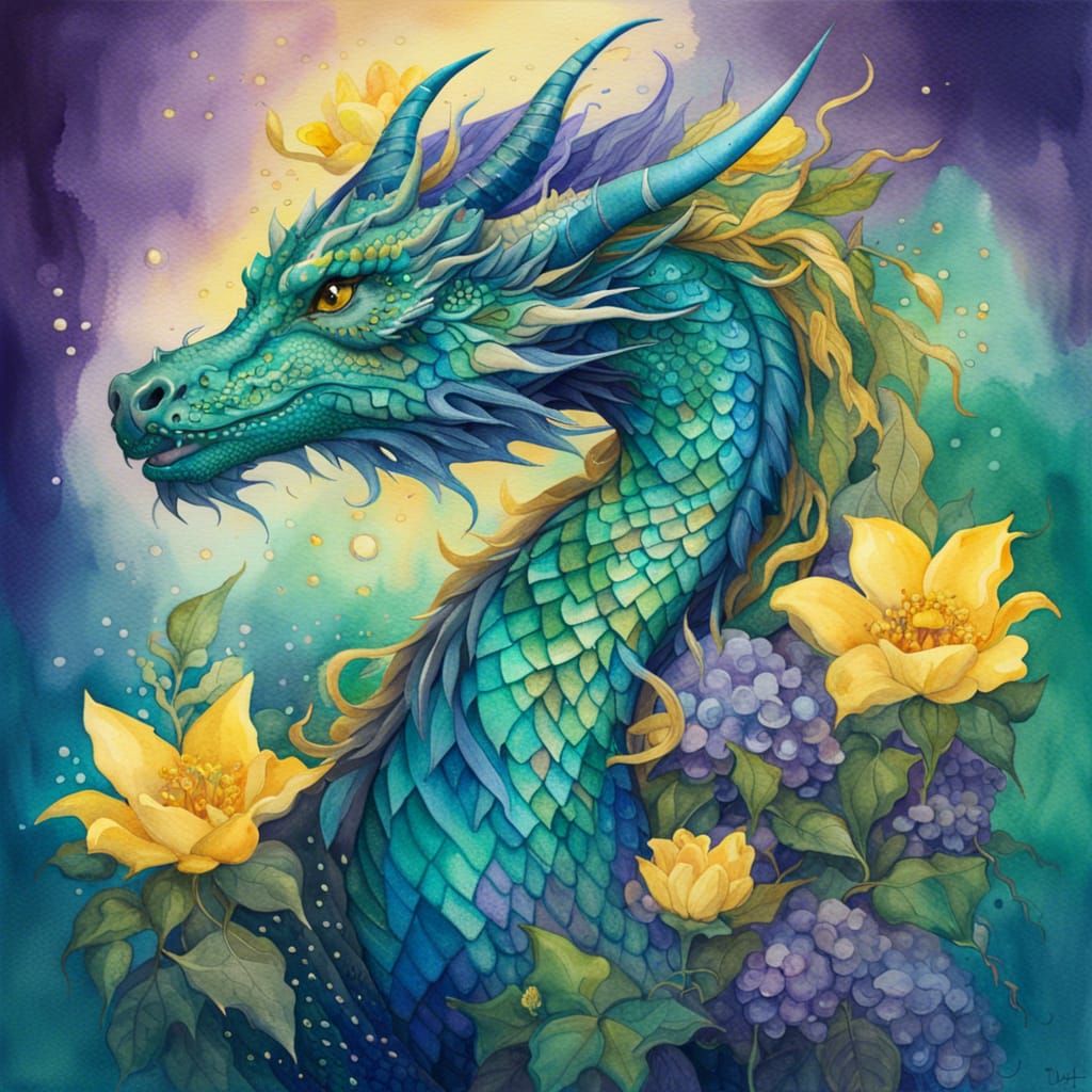 watercolor dragon 2 - AI Generated Artwork - NightCafe Creator