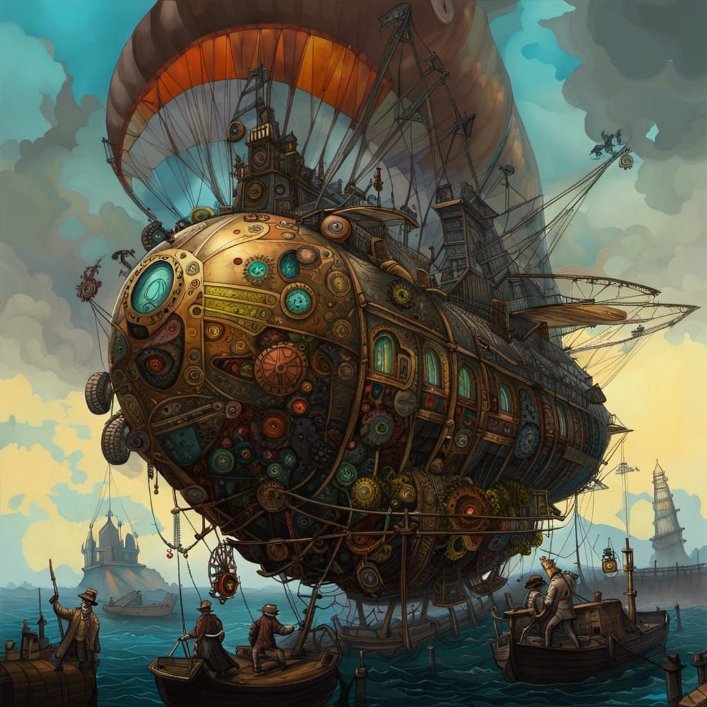 steampunk airship - AI Generated Artwork - NightCafe Creator