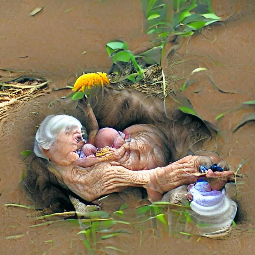 Nurturing grandmother with baby