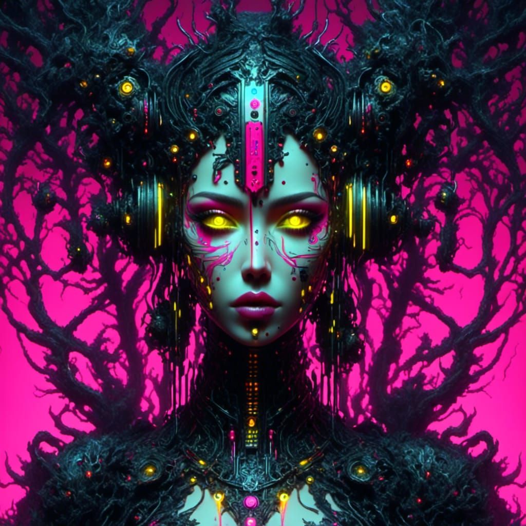 <lora:Cyber Neon -Yellowv2:1.0> <lora:Spirits of Nature:1.0>