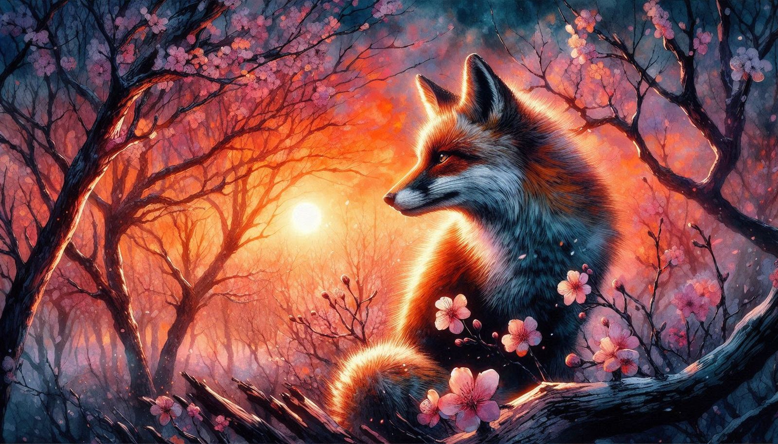 Fox Portrait in the Morning Sunshine (16:9)