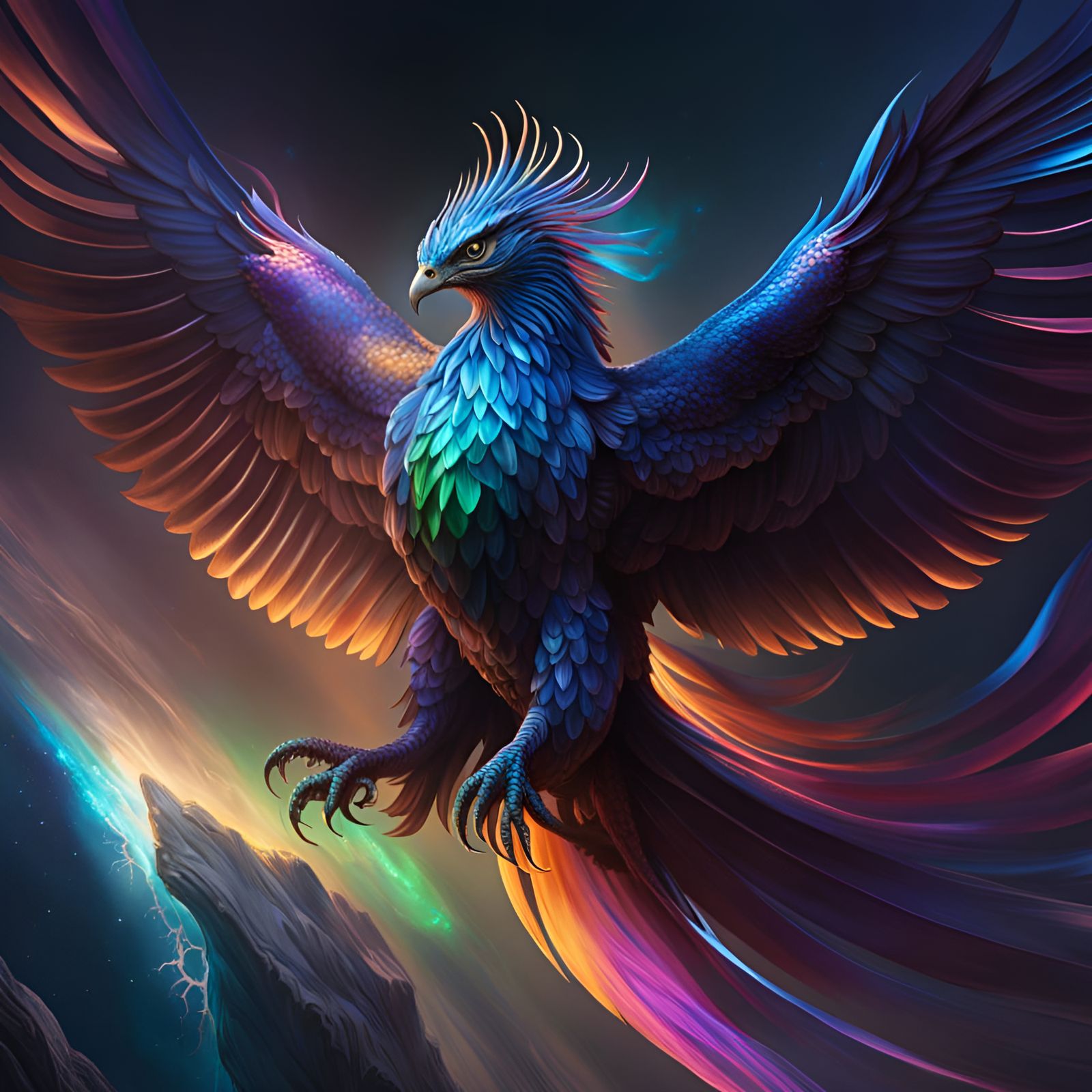 Rainbow Phoenix - AI Generated Artwork - NightCafe Creator