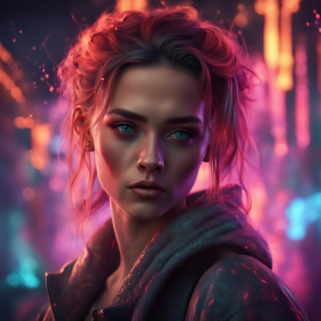 Neon Girl - Ai Generated Artwork - Nightcafe Creator