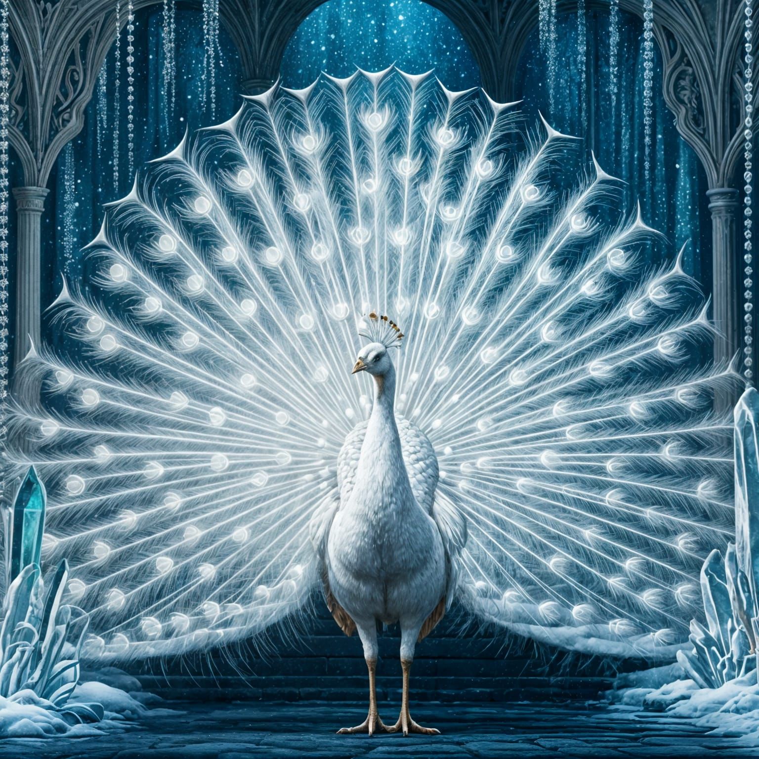 Winter White Magical Peacock  by @Yui