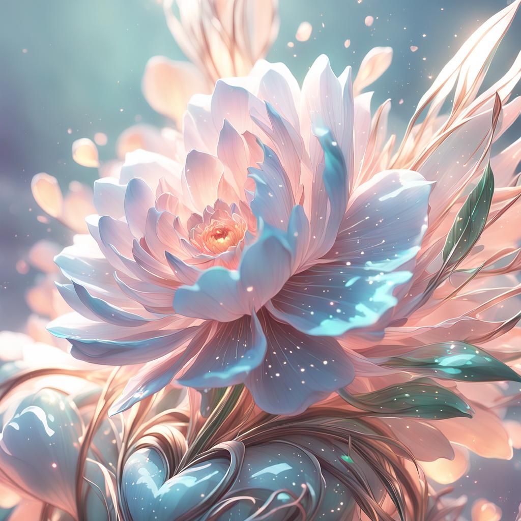 Heart Flower Blooms in Surreal Anime Style