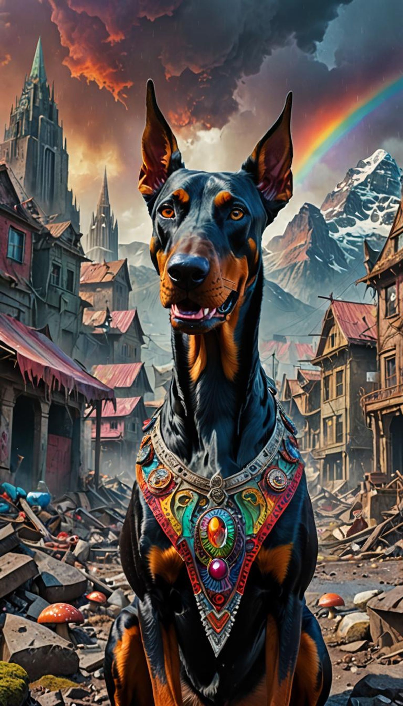 postapocalyptic psychedelic doberman - AI Generated Artwork - NightCafe ...