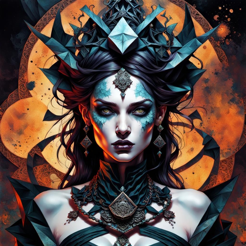 “Artgerm woman goddess portrait , Impressionism, Origami Horror Acrylic ...