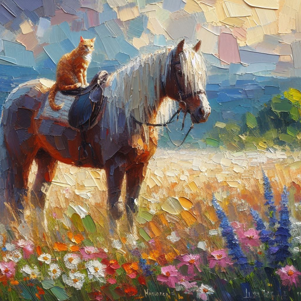 I can ride too. Impasto oil painting.