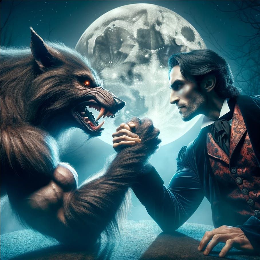 Moonlit Duel: The Werewolf vs. The Vampire