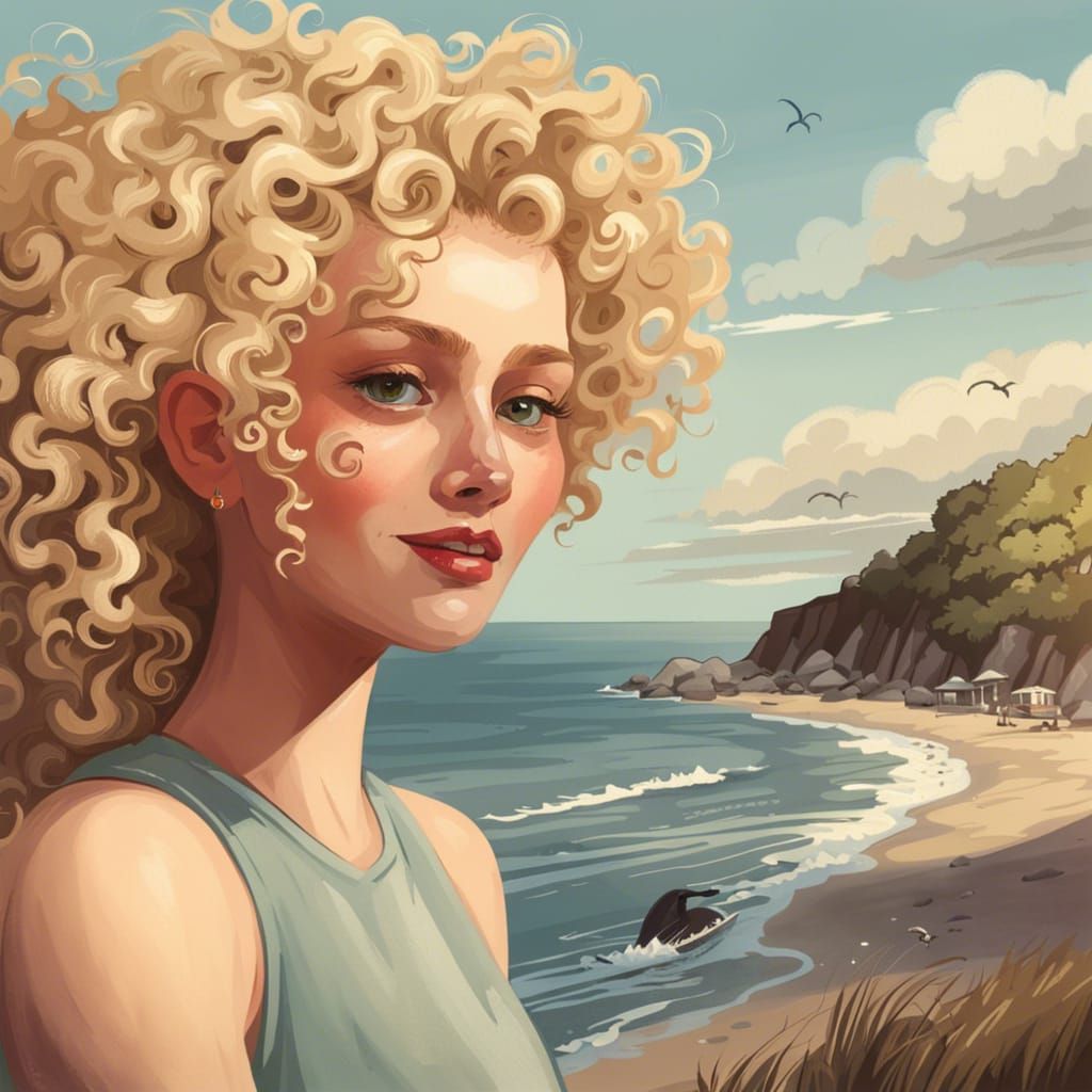 Blonde girl on the seaside